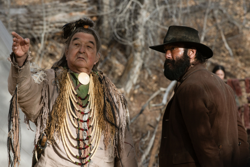 Graham Greene as Spotted Eagle and Tim McGraw as James of the Paramount+ original series 1883