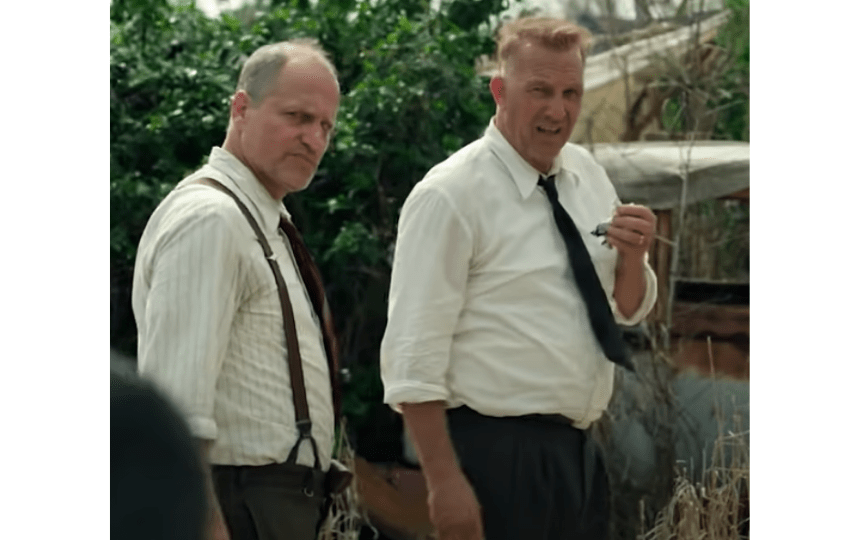 Woody Harrelson and Kevin Costner in a scene from 'The Highwaymen'