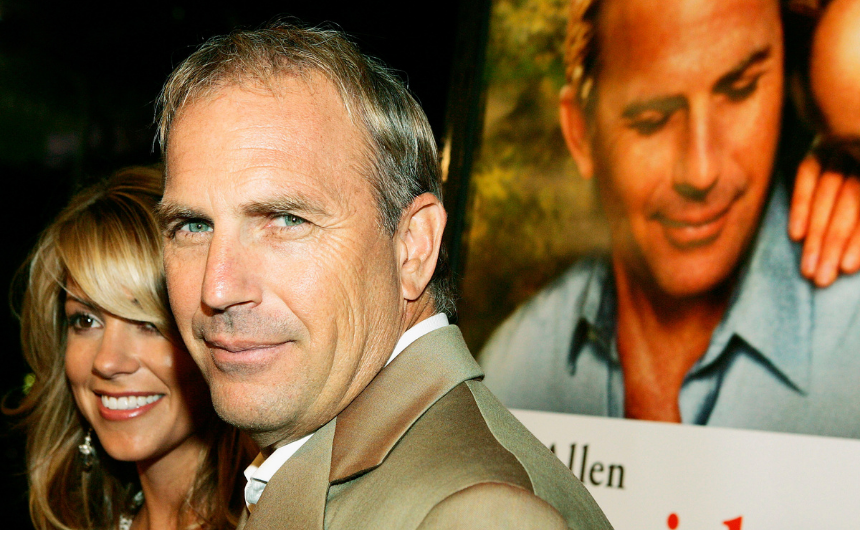 Actor Kevin Costner and wife Christine Baumgartner attend the premiere of the New Line Cinema film "The Upside of Anger" 
