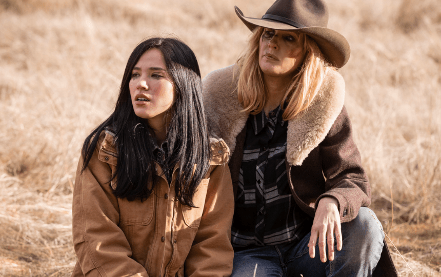 Kelsey Asbille as Monica Dutton and Kelly Reilly as Beth Dutton on 'Yellowstone'