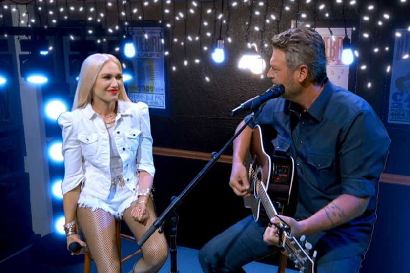 Gwen Stefani and Blake Shelton perform during the 55th Academy of Country Music Awards on August 31, 2020 in Los Angeles, California. The ACM Awards airs on September 16, 2020 with some live and some prerecorded segments.