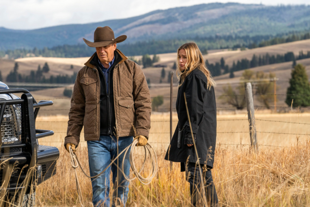 Kevin Costner as John Dutton and Piper Perabo as Summer Higgins on 'Yellowstone'