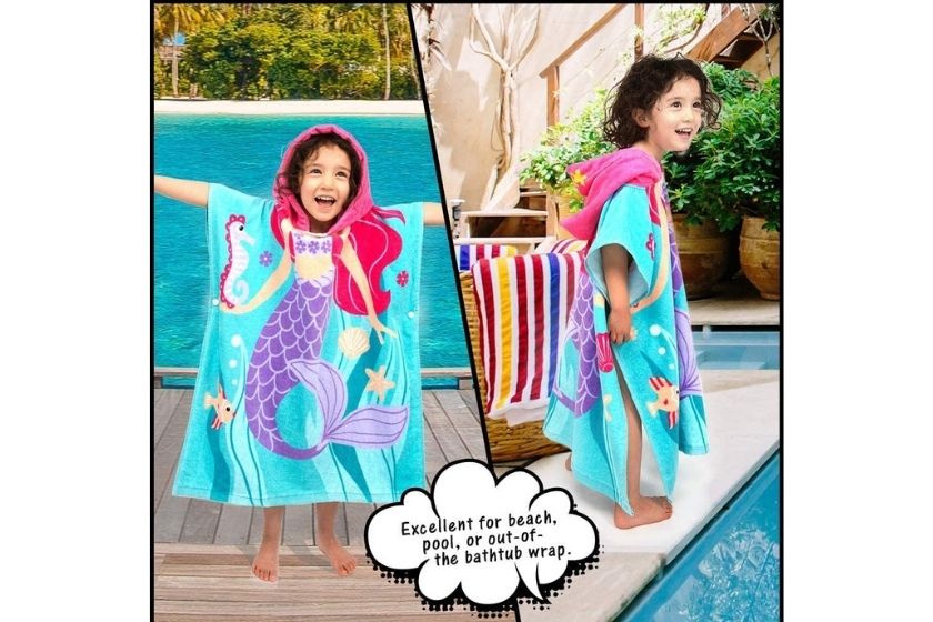 hooded towels for kids mermaid