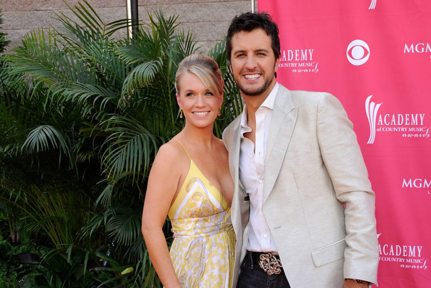 The 43rd Annual Academy Of Country Music Awards - Luke Bryan and Wife Caroline pose on red carpet