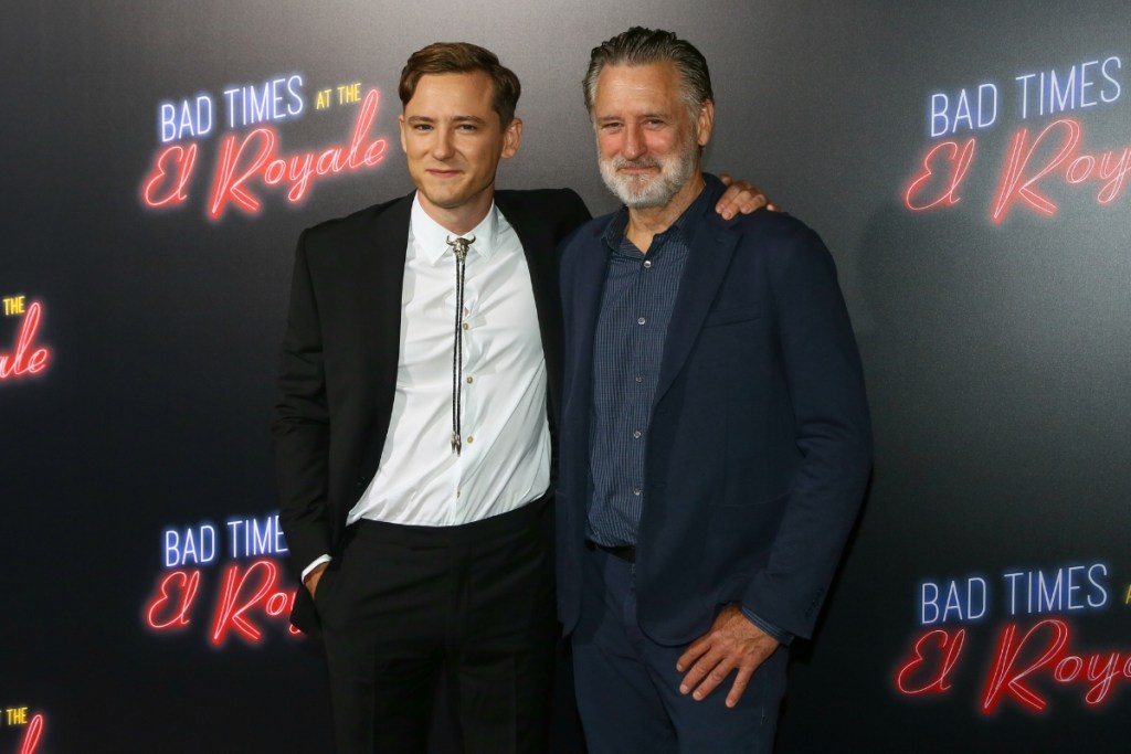 Lewis Pullman and Bill Pullman at the premiere of 20th Century FOX's "Bad Times At The El Royale" in 2018.