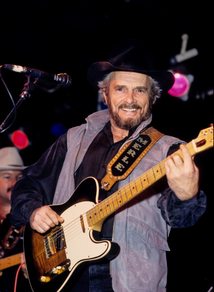 American country musician Merle Haggard leads his band the Strangers during a performance at Tramps, New York, New York, June 23, 1993. 