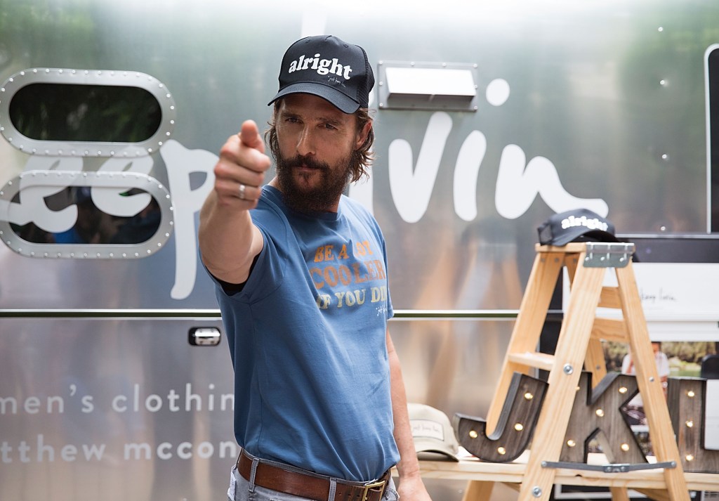 Matthew McConaughey attends his "just keep livin" pop-up shop on April 17, 2015 in Austin, Texas.