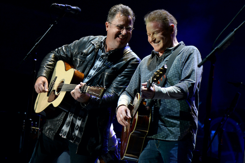 Eagles members Vince Gill and Don Henley perform onstage during The Classic West at Dodger Stadium on July 15, 2017 in Los Angeles, California.