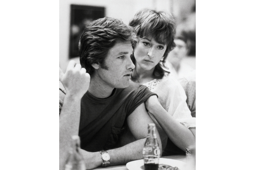 Meryl Streep and Kurt Russel appear together in Silkwood. Streep portrayed Karen Silkwood, a real nuclear plant-worker who exposed dangerous practices at the plant. Russel played Drew Stephens