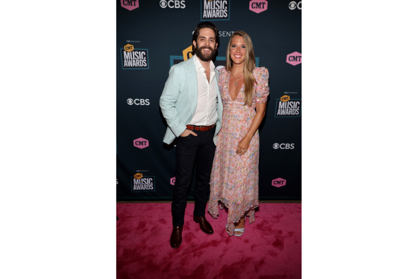 Thomas Rhett and Lauren Akins attend the 2022 CMT Music Awards at Nashville Municipal Auditorium on April 11, 2022 in Nashville, Tennessee