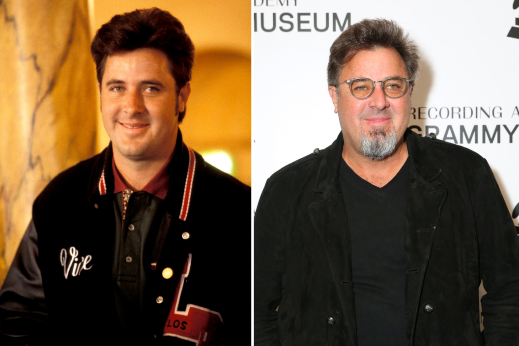 Vince Gill in 1994, left, and Vince Gill in 2019