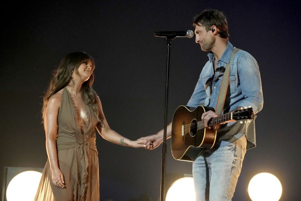Maren Morris and Ryan Hurd perform at the 2022 CMT Music Awards at Nashville Municipal Auditorium on April 11, 2022 in Nashville, Tennessee. (Photo by Jeff Kravitz/Getty Images for CMT)