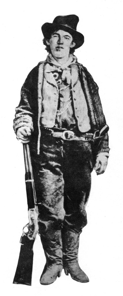 Billy the Kid, American gunman and outlaw, c1877-1881 (1954). Born Henry McCarty, Billy the Kid became on of the West's most notorious figures. He also went by the alias William H Bonney. He was actively involved in the conflict in New Mexico that became known as the Lincoln County War. Legend has it that McCarty killed 21 men, one for each year of his life, although most historians believe this number to be an exaggeration of the truth. He was killed by Sheriff Pat Garrett at Fort Sumner, New Mexico, on 14th July 1881. A print from the Pictorial History of the Wild West, by James D Horan and Paul Sann, Spring Books, London, 1954. (