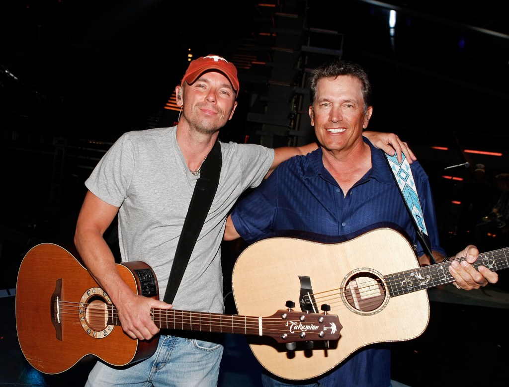 Musicians Kenny Chesney (L) and George Strait pose during the rehearsals for the 43rd Academy of Country Music Awards held at the MGM Grand Garden Arena on May 17, 2008 in Las Vegas, Nevada. 