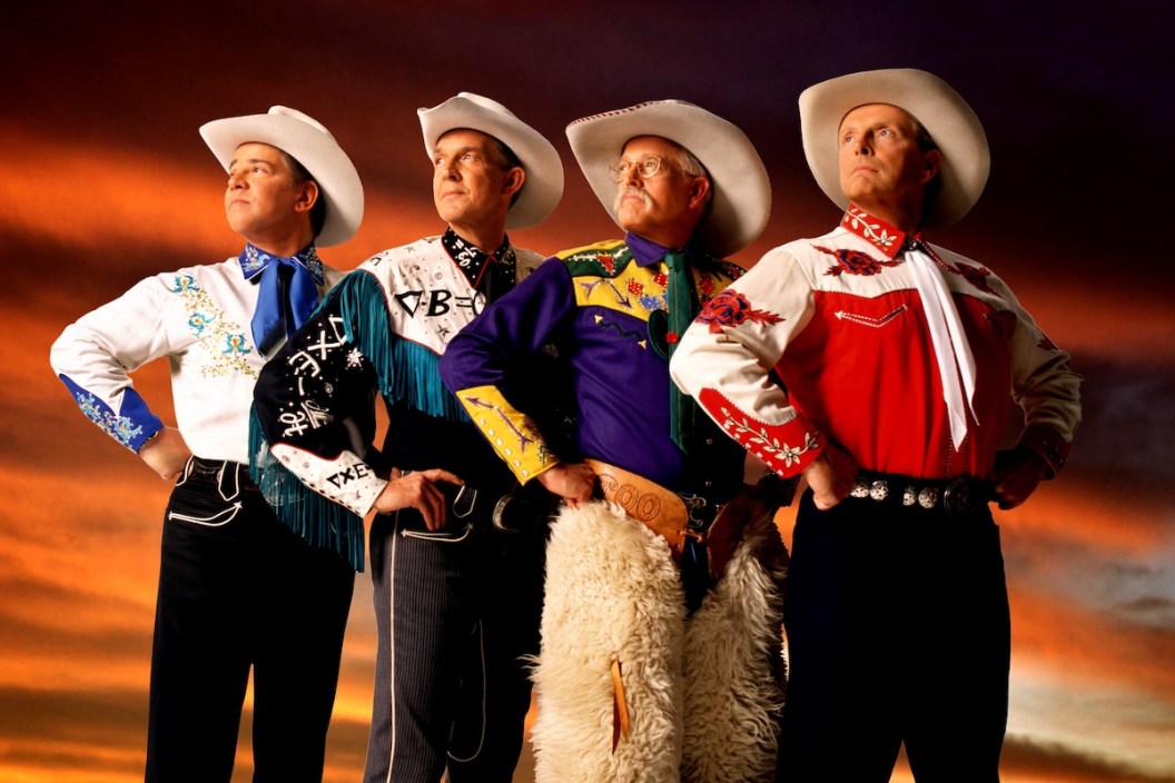 A press shot of Ranger Doug (fourth from left) and Riders in the Sky