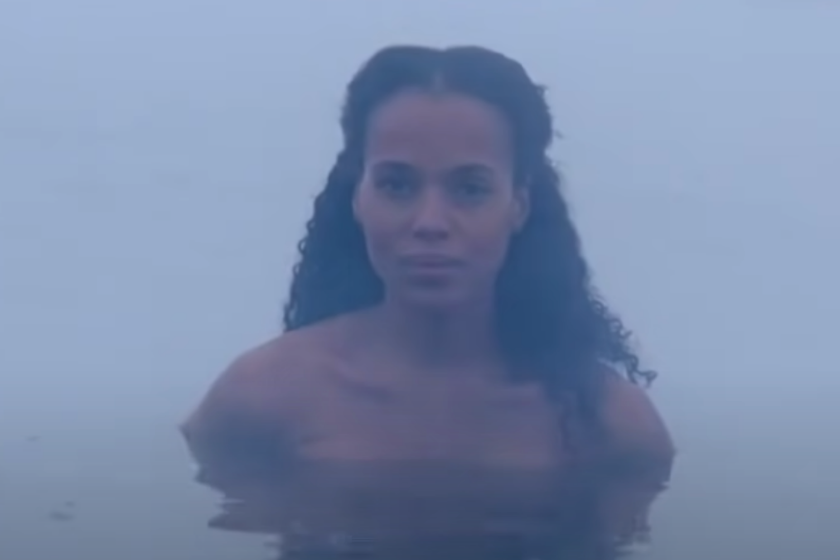 Kerry Washington walking through water in a scene from 'Django Unchained'