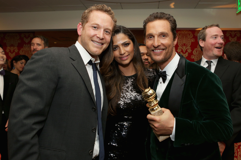 Cole Hauser, Camila Alves McConaughey and Matthew McConaughey attend HBO's Post 2014 Golden Globe Awards Party held at Circa 55 Restaurant on January 12, 2014 in Los Angeles, California