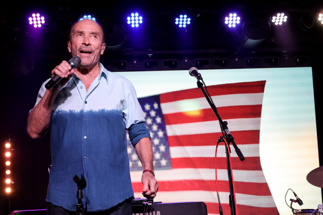 Lee Greenwood performs on stage during a Music Memorial for Jeff Carson at Nashville Palace on May 10, 2022 in Nashville, Tennessee.