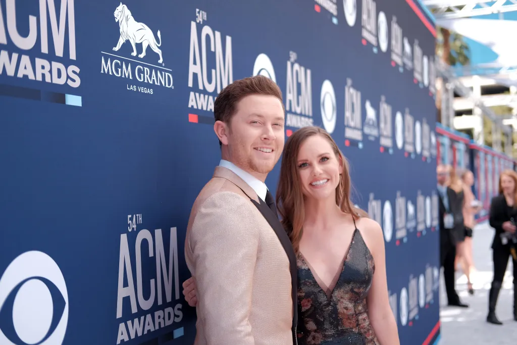 Scotty McCreery and his wife Gabi Dugal attend the 54th Academy Of Country Music Awards at MGM Grand Hotel & Casino on April 07, 2019 in Las Vegas, Nevada. 