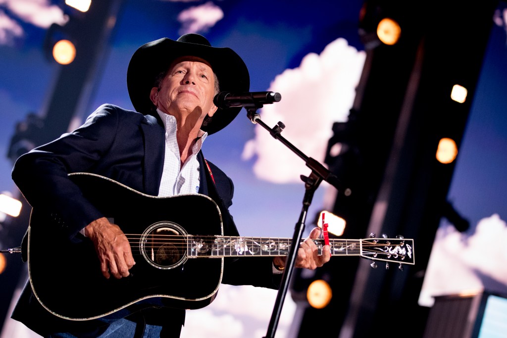 LAS VEGAS, NEVADA - APRIL 07: George Strait performs onstage during the 54th Academy Of Country Music Awards at MGM Grand Garden Arena on April 07, 2019 in Las Vegas, Nevada. 