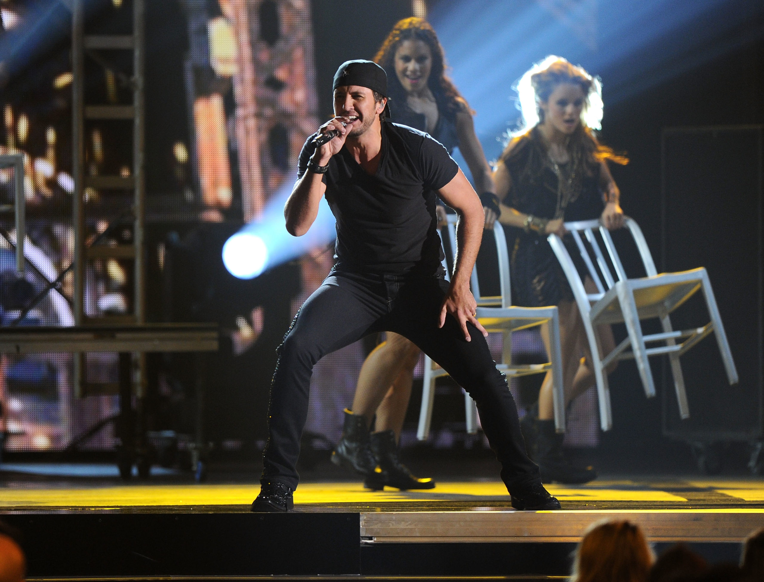 NASHVILLE, TN - NOVEMBER 09: Luke Bryan performs onstage at the 45th annual CMA Awards at the Bridgestone Arena on November 9, 2011 in Nashville, Tennessee. 