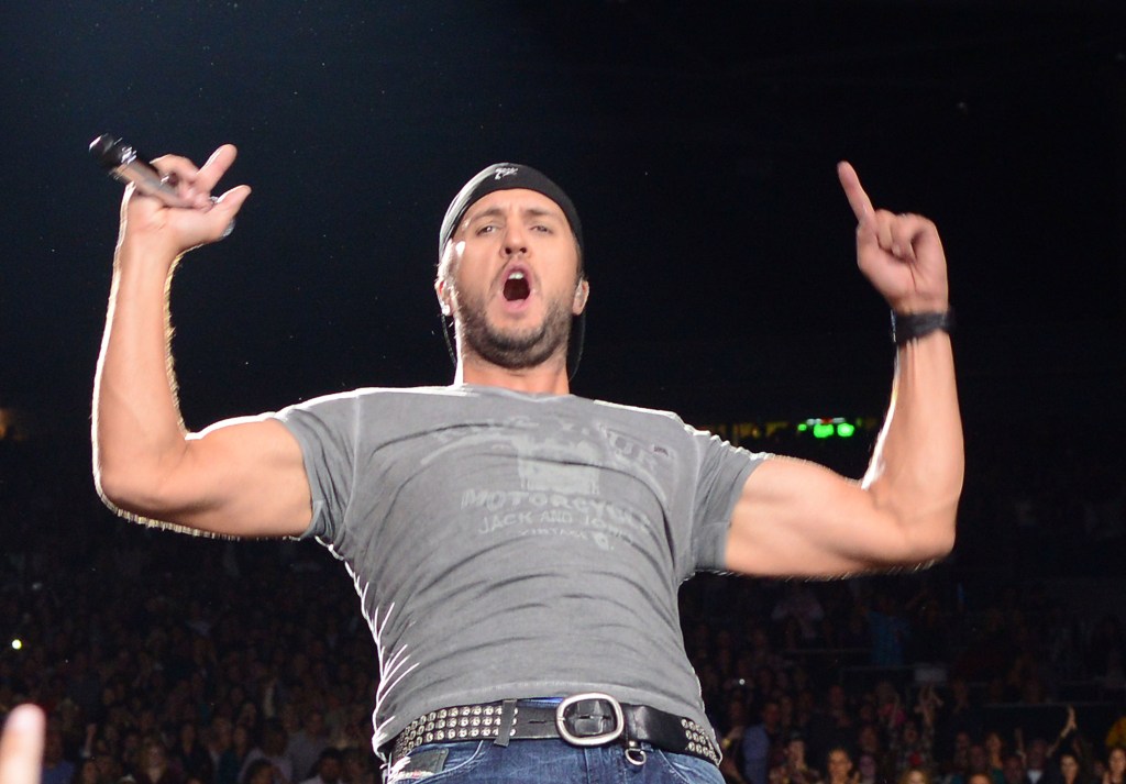 Luke Bryan performs during the 'That's My Kind of Night' tour at the Concord Pavilion on October 17, 2014 in Concord, California.