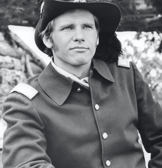 Harrison Ford Westerns American actor Harrison Ford on the set of A Time for Killing based on the novel by Nelson Wolford and Shirley Wolford, and directed by Phil Karlson.
