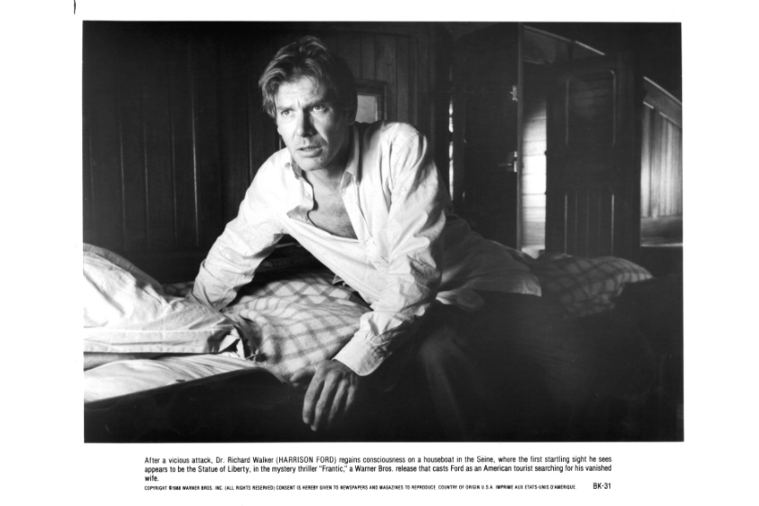 Actor Harrison Ford in a scene from the Warner Bros. movie " Frantic", circa 1988
