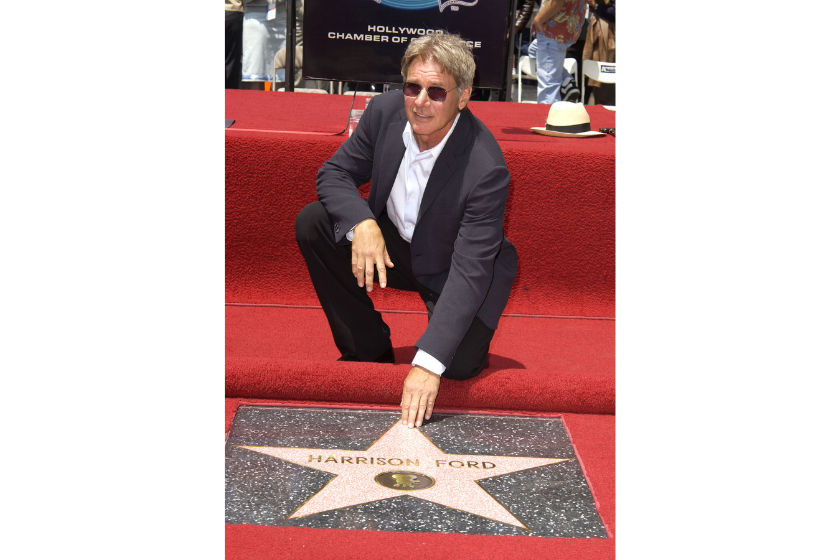 Harrison Ford during Harrison Ford Honored with a Star on the Hollywood Walk of Fame for His Achievements in Film at Hollywood Boulevard in Hollywood, California, United States