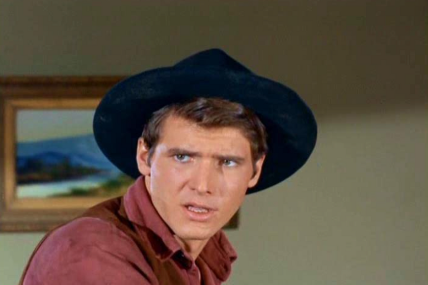 Harrison Ford in a cowboy hat in an episode of 'The Virginian'