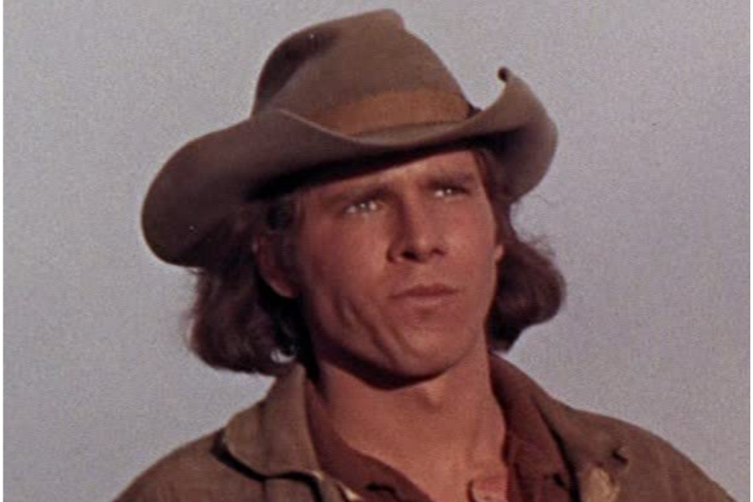 Harrison Ford in a cowboy hat in a scene from 'Journey to Shiloh'
