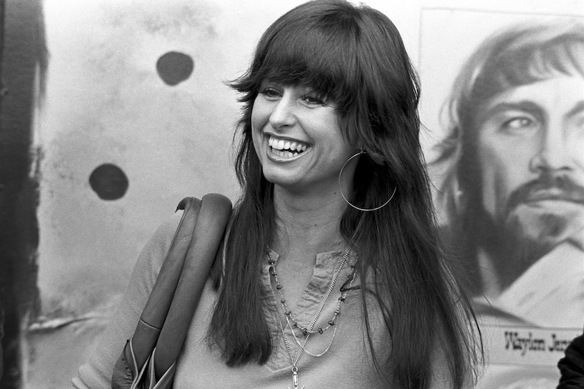 ATLANTA - MARCH 8: Country singer and wife of Waylon Jennings, Jessi Colter leaves her footprints at an in-store appearance at Peaches Records on March 8, 1976 in Atlanta, Georgia. 