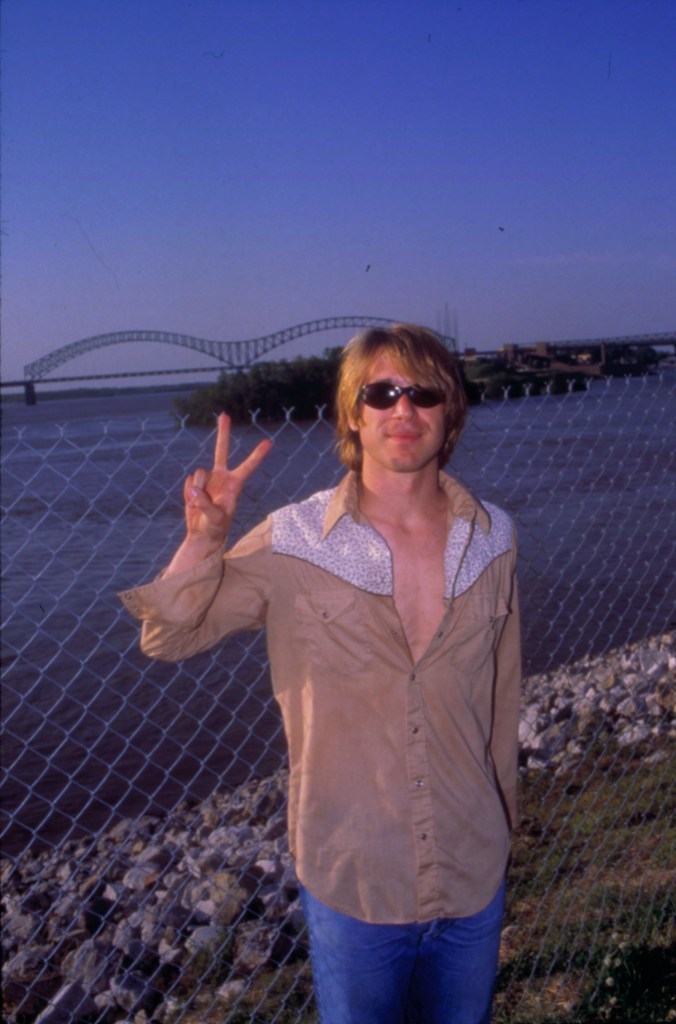 American singer Todd Snider in a posed portrait in view of the Arrigoni Bridge, 1996