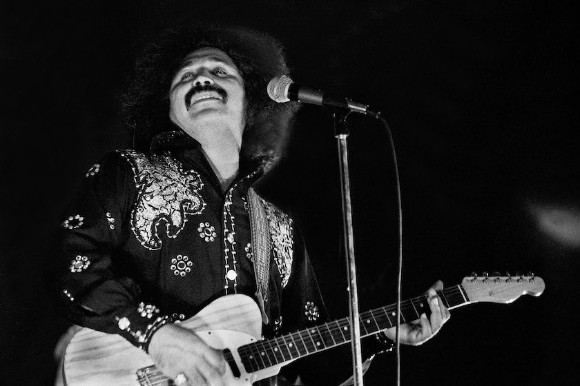 American musician Freddie Fender (born Baldemar Garza Huerta, 1937 - 2006) performs at the Aragon Ballroom, Chicago, Illinois, May 27, 1977. 