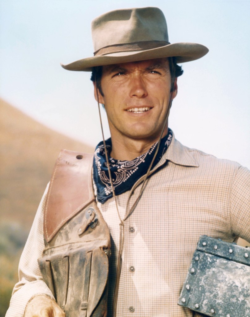 American actor Clint Eastwood on the set of the TV series Rawhide. 