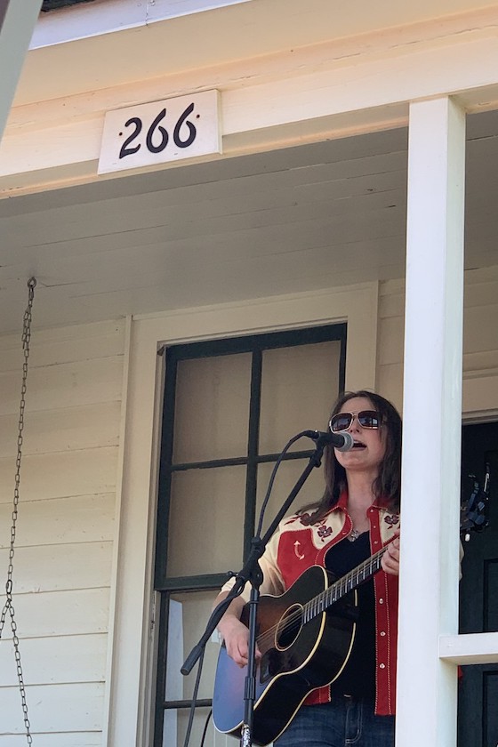 Erin Enderlin performs on the front porch of Johnny Cash's childhood home.