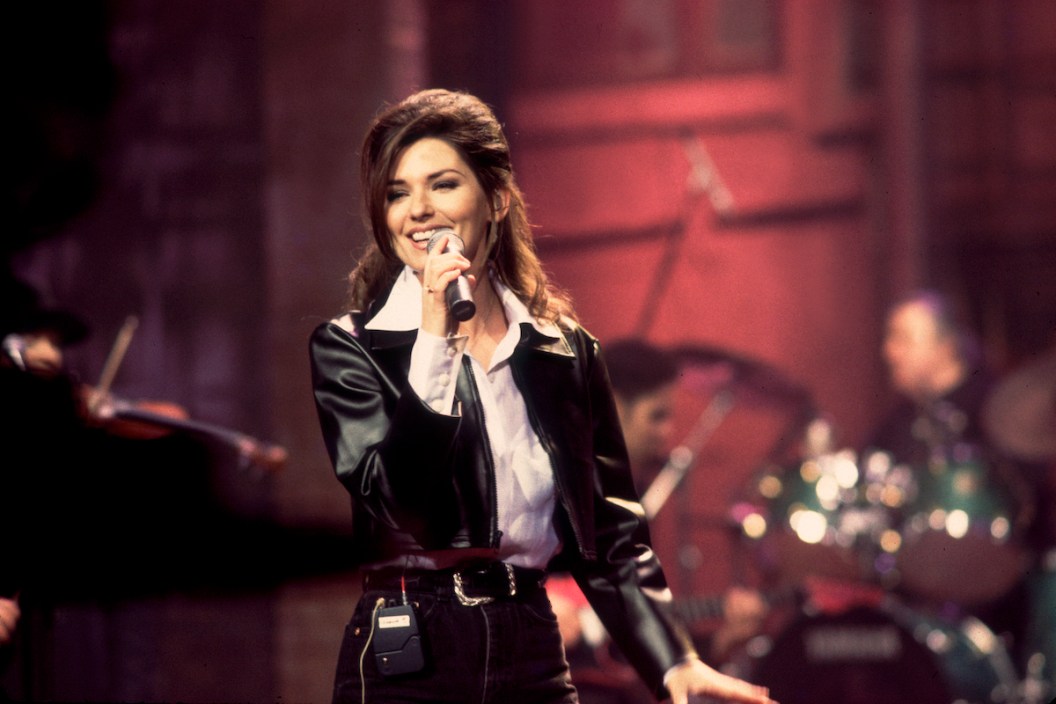 Shania Twain at soundcheck for the David Letterman Show in New York, NY on February 26, 1996.