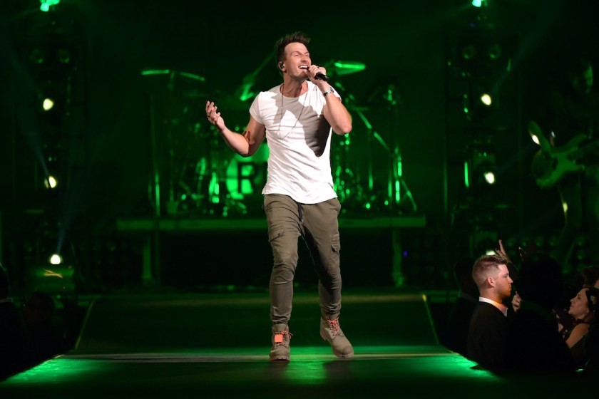 NASHVILLE, TENNESSEE - OCTOBER 12: Russell Dickerson performs during the "Very Hot Summer Tour" at Bridgestone Arena on October 12, 2019 in Nashville, Tennessee.