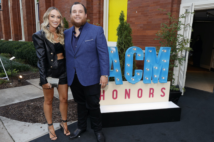 NASHVILLE, TENNESSEE - AUGUST 25: (EDITORS NOTE: This image has been retouched) Nicole Combs (L) and Luke Combs attend the 14th Annual Academy Of Country Music Honors at Ryman Auditorium on August 25, 2021 in Nashville, Tennessee. 