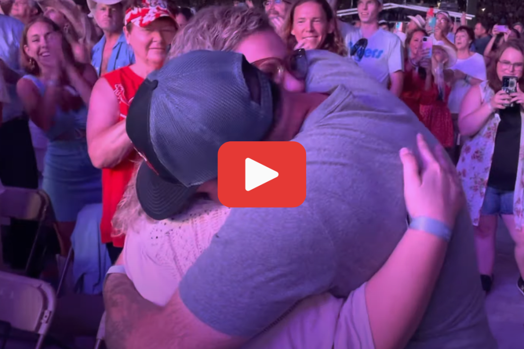 Screenshot of a Missouri couple that got engaged at George Strait's July 30 concert at Arrowhead Stadium.