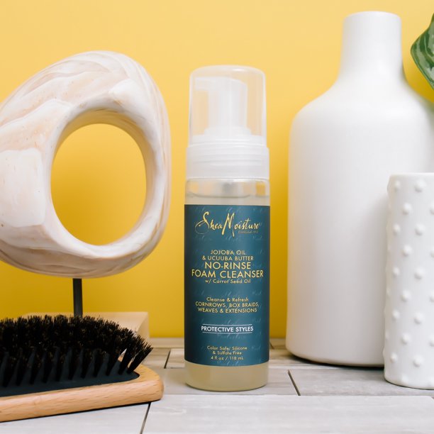 SheaMoisture Jojoba Oil & Ucuuba Butter No-Rinse Foam Cleanser, 4 fl oz