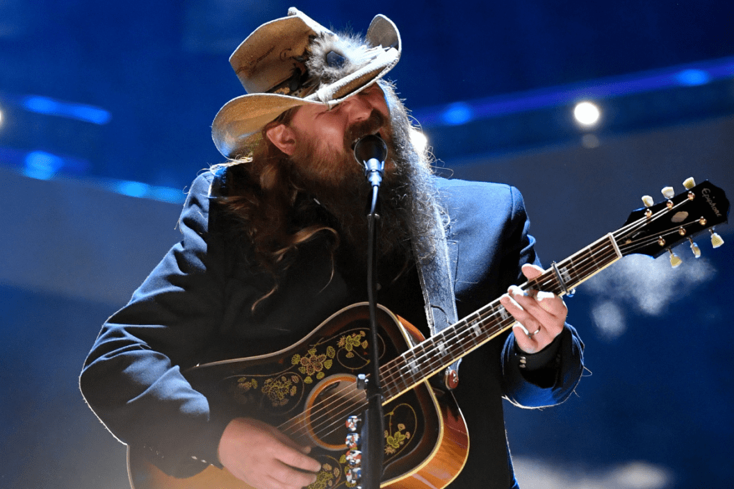 In this image released on September 16, Chris Stapleton performs onstage for CMT Giants: Vince Gill at The Fisher Center for the Performing Arts in Nashville, Tennessee.