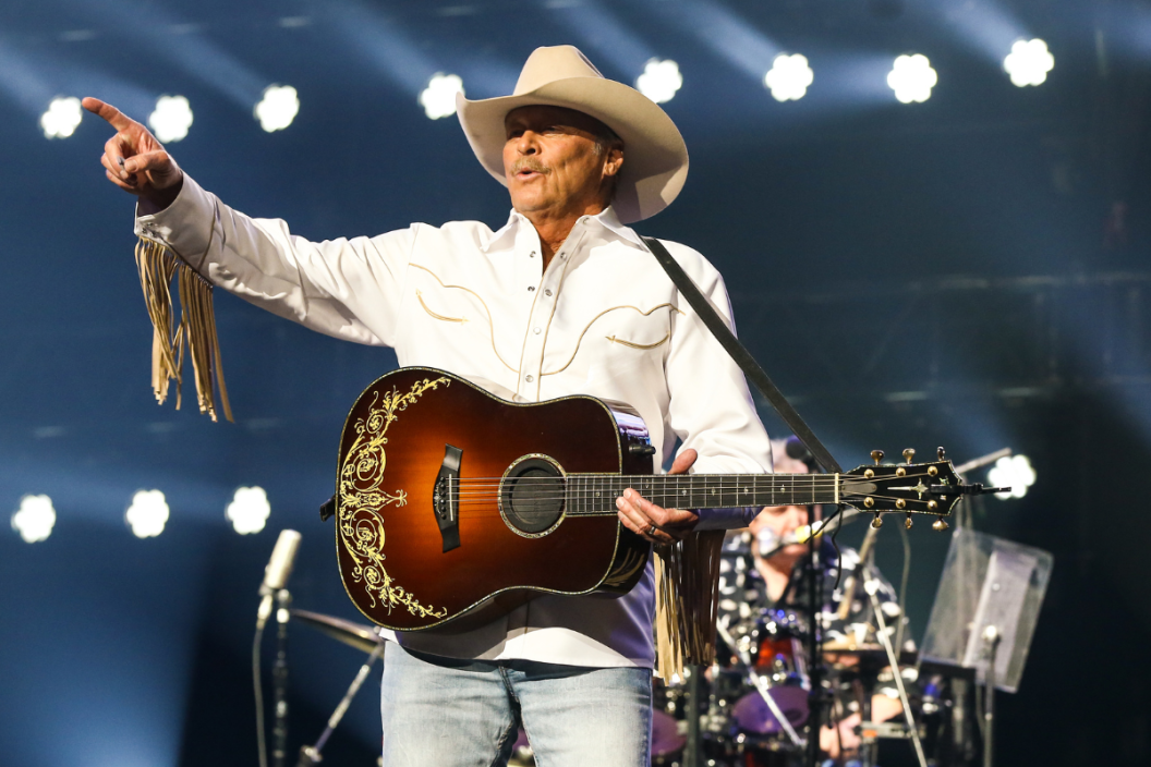 Alan Jackson performs on stage at Bridgestone Arena on October 08, 2021 in Nashville, Tennessee. (Photo by Terry Wyatt/Getty Images)