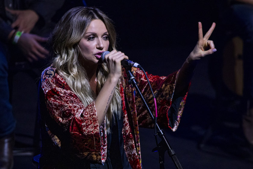 DETROIT, MICHIGAN - FEBRUARY 12: Carly Pearce performs during the 99.5 WYCD Ten Man Jam at The Fillmore on February 12, 2020 in Detroit, Michigan. 