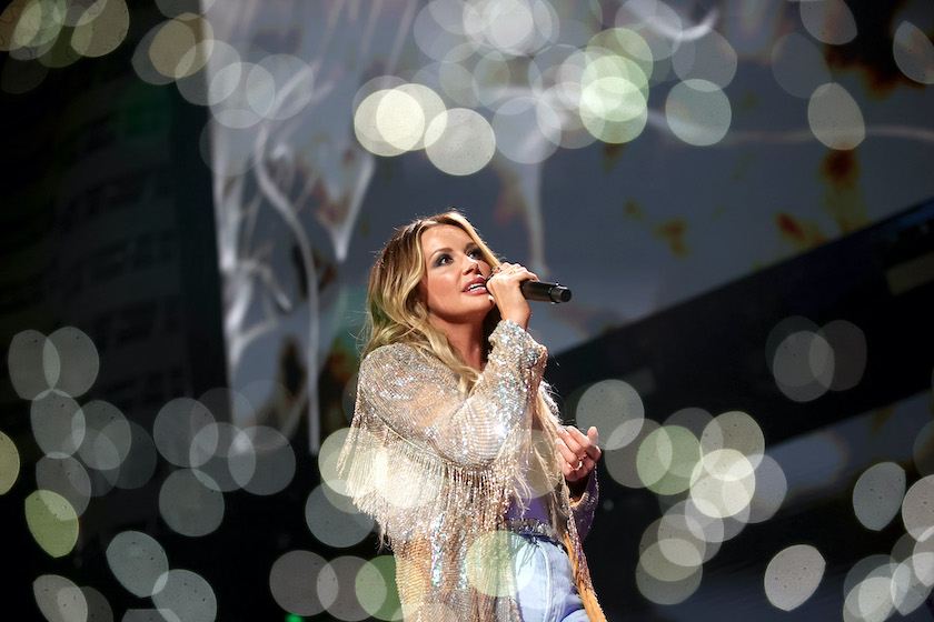 AUSTIN, TEXAS - OCTOBER 30: (EDITORS NOTE: A special effects camera filter was used for this image.) Carly Pearce performs onstage during the 2021 iHeartCountry Festival Presented By Capital One at The Frank Erwin Center on October 30, 2021 in Austin, Texas. Editorial Use Only.