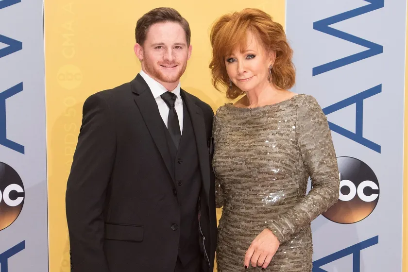 NASHVILLE, TN - NOVEMBER 02: Shelby Blackstock and singer Reba McEntire attend the 50th annual CMA Awards at the Bridgestone Arena on November 2, 2016 in Nashville, Tennessee. (Photo by Taylor Hill/Getty Images)