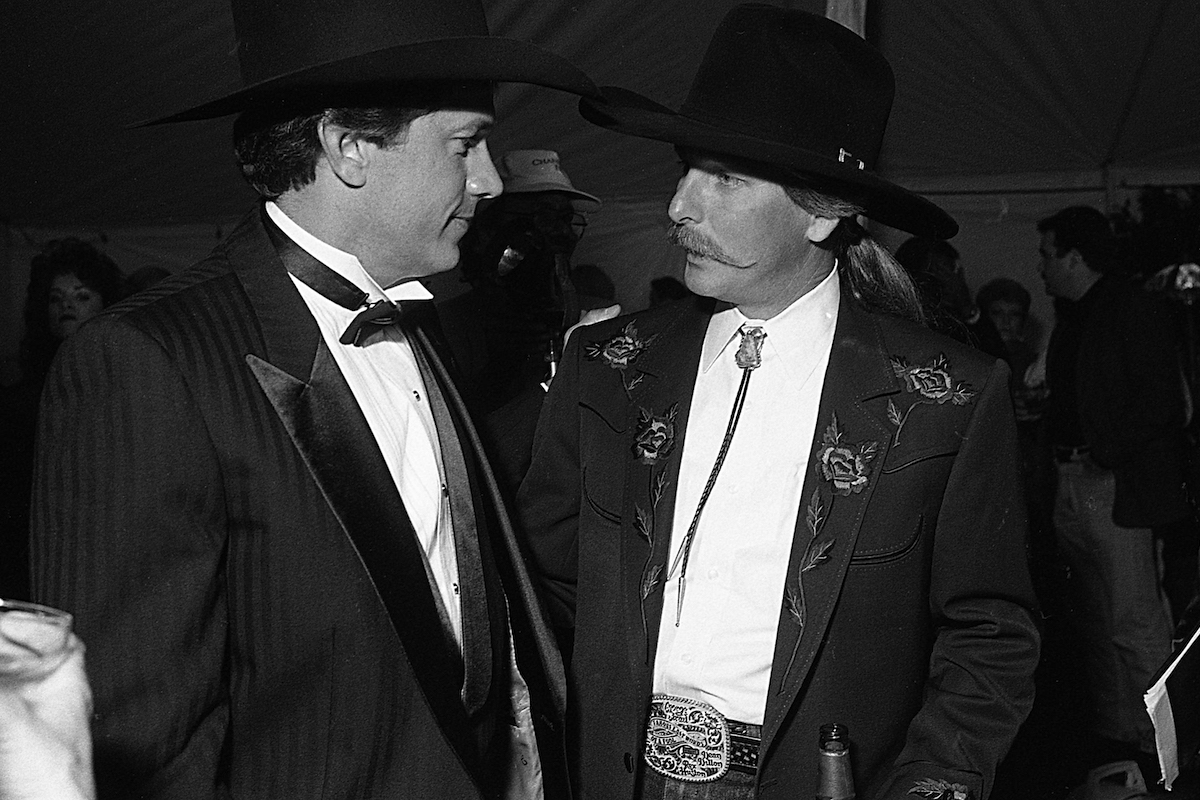 NASHVILLE - OCTOBER 20: Country Music Singer George Strait with Country Music Songwriter Dean Dillon at Party for George Strait Movie premiere on October 20, 1992 in Nashville, Tennessee