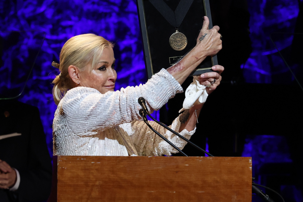 Lorrie Morgan accepts Country Music Hall of Fame and Museum induction on behalf of Keith Whitley, presented at the class of 2022 Medallion Ceremony at Country Music Hall of Fame and Museum on October 16, 2022 in Nashville, Tennessee.