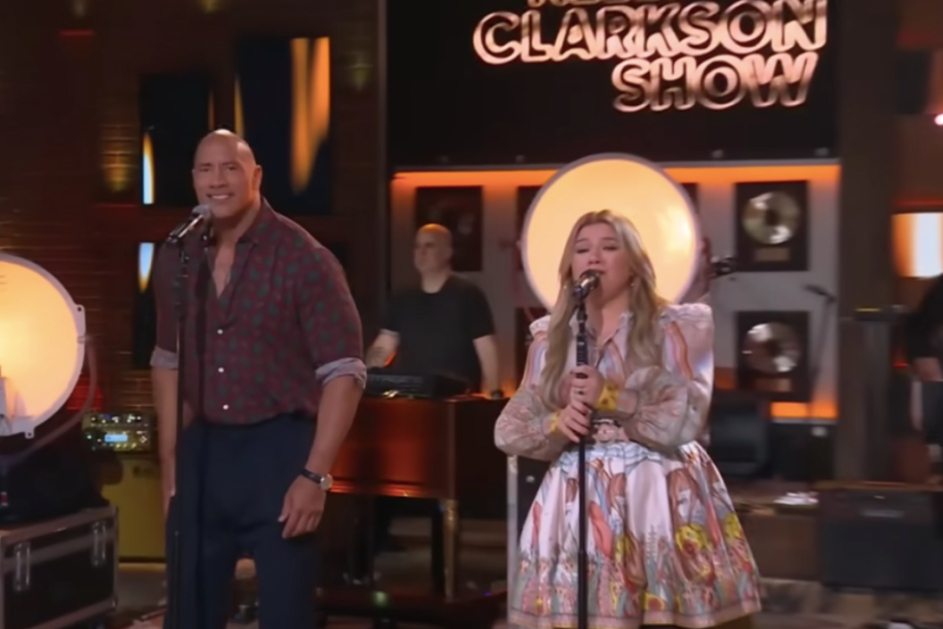 Kelly Clarkson and Dwayne Johnson perform on The Kelly Clarkson Show