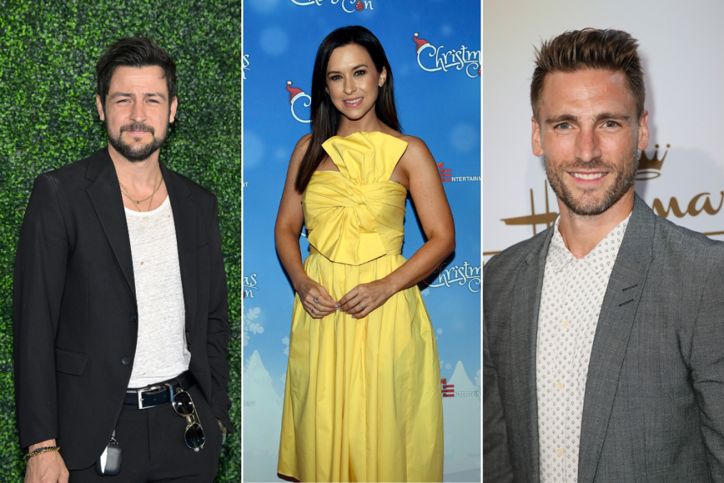 Actor Lacey Chabert attends Christmas Con 2022 at Pasadena Convention Center on August 06, 2022 in Pasadena, California / Actor Andrew Walker attends the Hallmark Channel and Hallmark Movies and Mysteries 2017 Summer TCA Tour on July 27, 2017 in Beverly Hills, California